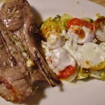 Lamb chop with Tomato and Zucchini Gratin