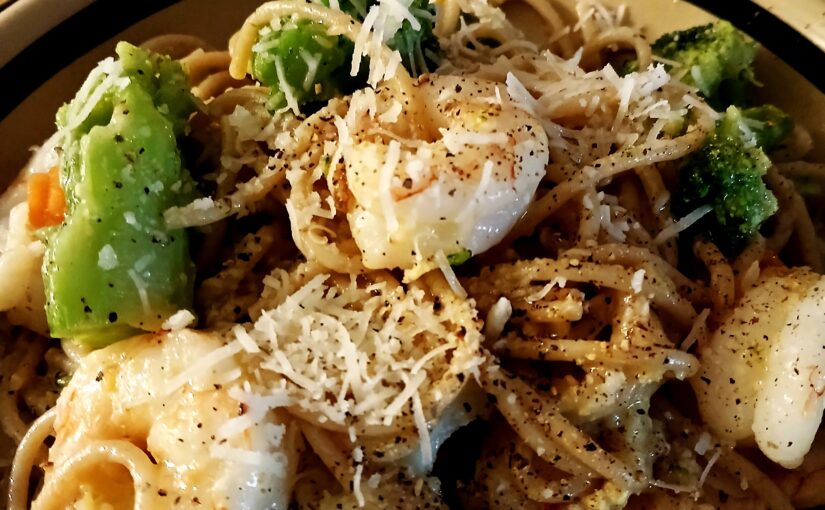 Lemon Pesto Pasta with Shrimp